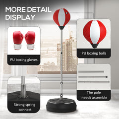 Punching Bag with Stand Boxing Bag Set with Adjustable Height, Red
