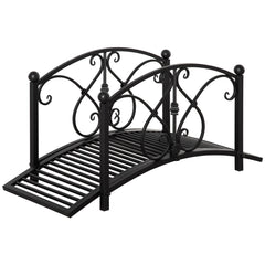 102L x 48W x 49H Classic Metal Garden Bridge with Safety Railings Arc Footbridge Decorative Pond Bridge for Backyard Creek Stream, Black