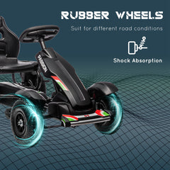Metal Kids Pedal Go Kart with Adjustable Seat Inflatable Tyres Black