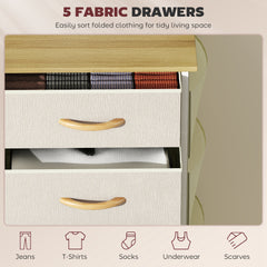 Chest of Five Fabric Drawers - Beige