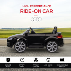 Kids Licensed Audi TT Ride-On Car 12V Battery w/ Remote Suspension Headlights and MP3 Player 2.5-5km/h Black