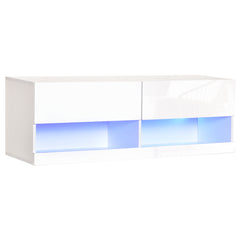 High Gloss TV Stand Cabinet with LED Lights, Wall Mount Media Unit for TVs up to 42 Inch for Living Room Bedroom