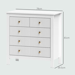 Elegant Chest of Five Drawers - White