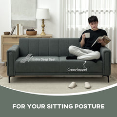Three-Seater Relaxed Modern Sofa - Grey