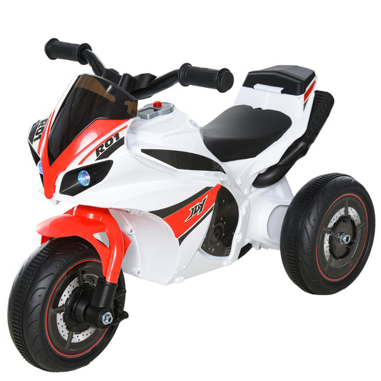 Kids Ride-On Police Bike 3-Wheel Vehicle w/ Music Lights Safe Seat Handlebars Toddler NO POWER Child Learning Fun Development 18-36 Months White