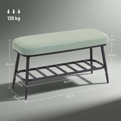 Fynco - PU Leather Shoe Storage Bench - Green