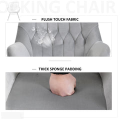 Rocking Chair Reading Accent Armchair with Steel Frame Sponge Padded for Living Room, Dining Room, Office, Balcony, Grey and Black