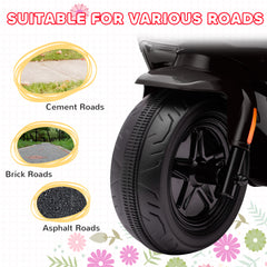 AIYAPLAY 6V Ride on Motorbike, Kids Electric Motorbike w/ Headlights, Music, Training Wheels, for Ages 18-36 Months, Black