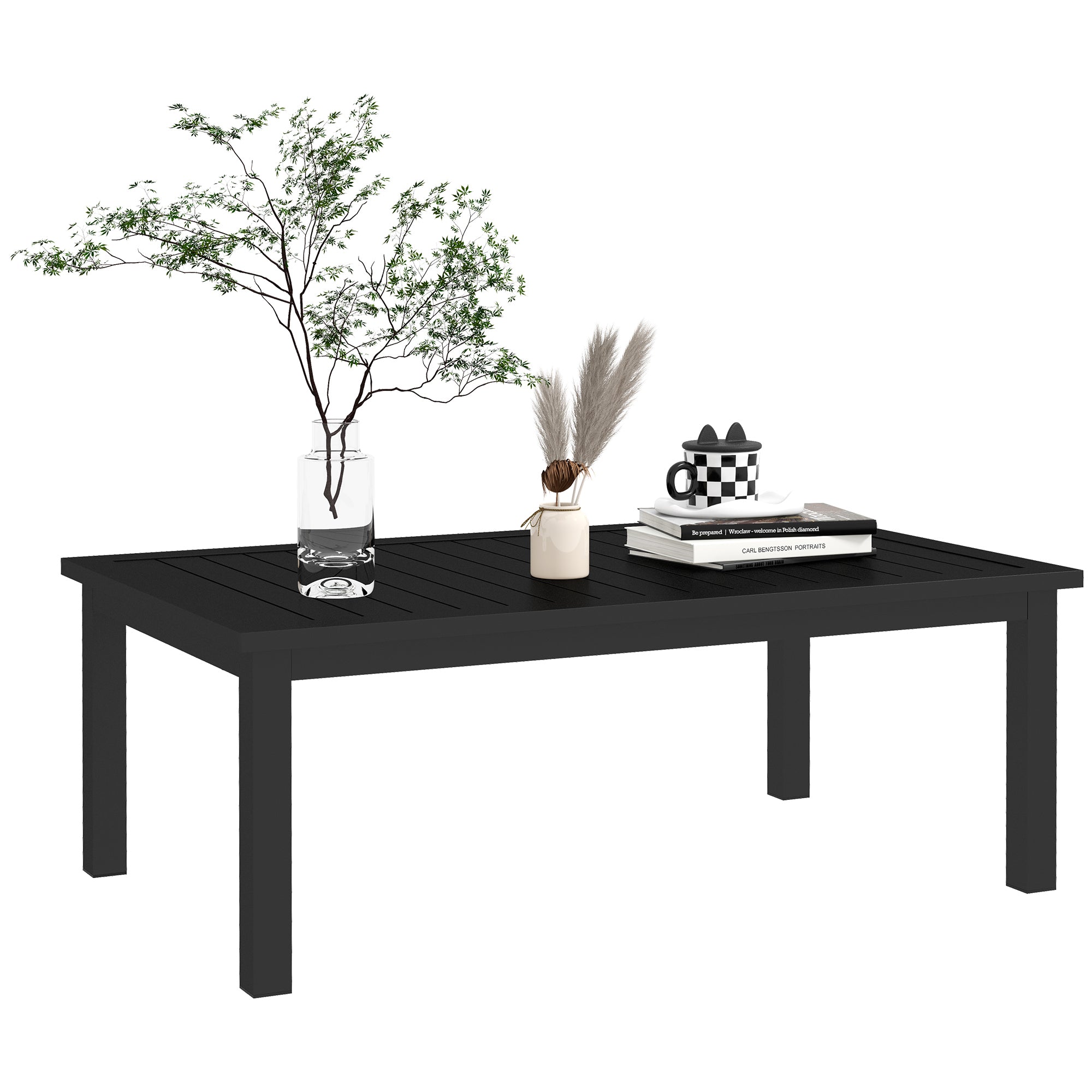 100cm x 60cm Aluminium Outdoor Coffee Table - Black
