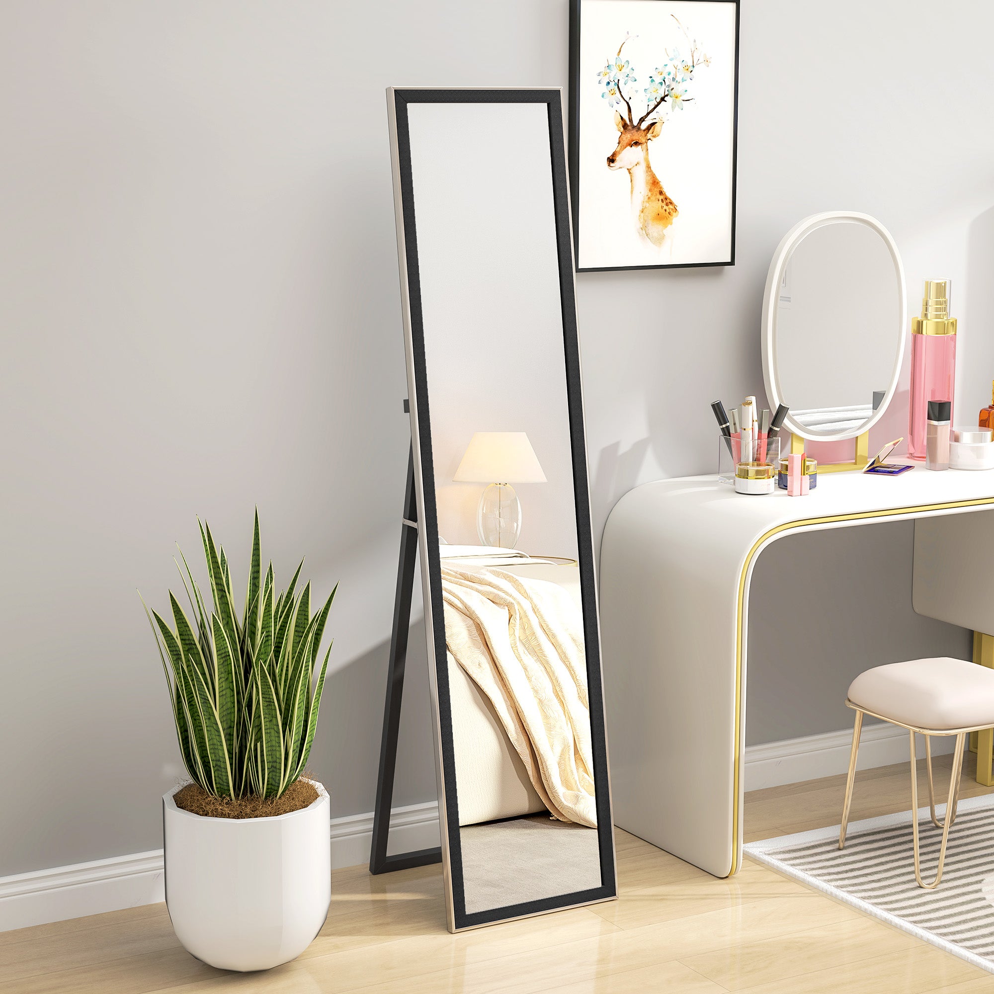 Glitter Frame Full-Length Mirror - Black