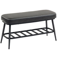 Fynco - PU Leather Shoe Storage Bench - Charcoal Grey