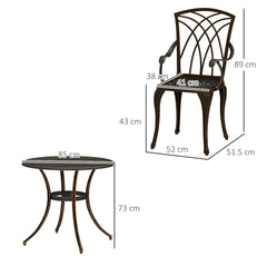 5 Pieces Garden Dining Set for 4, Cast Aluminium Outdoor Dining Set with 4 Armchairs and Round Dining Table with Parasol Hole, Garden Furniture Set, Bronze Tone