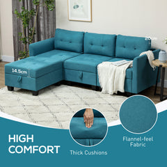 L' Shape Modular Sofa, with Storage - Light Blue