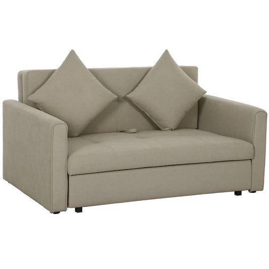 2 Seater Sofa Bed, Convertible Bed Settee, Modern Velvet Loveseat Sofa Couch with 2 Cushions, Hidden Storage for Living Room, Guest Room, Light Brown