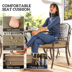 Five-Piece Cast Aluminium Garden Dining Set - Bronze Tone