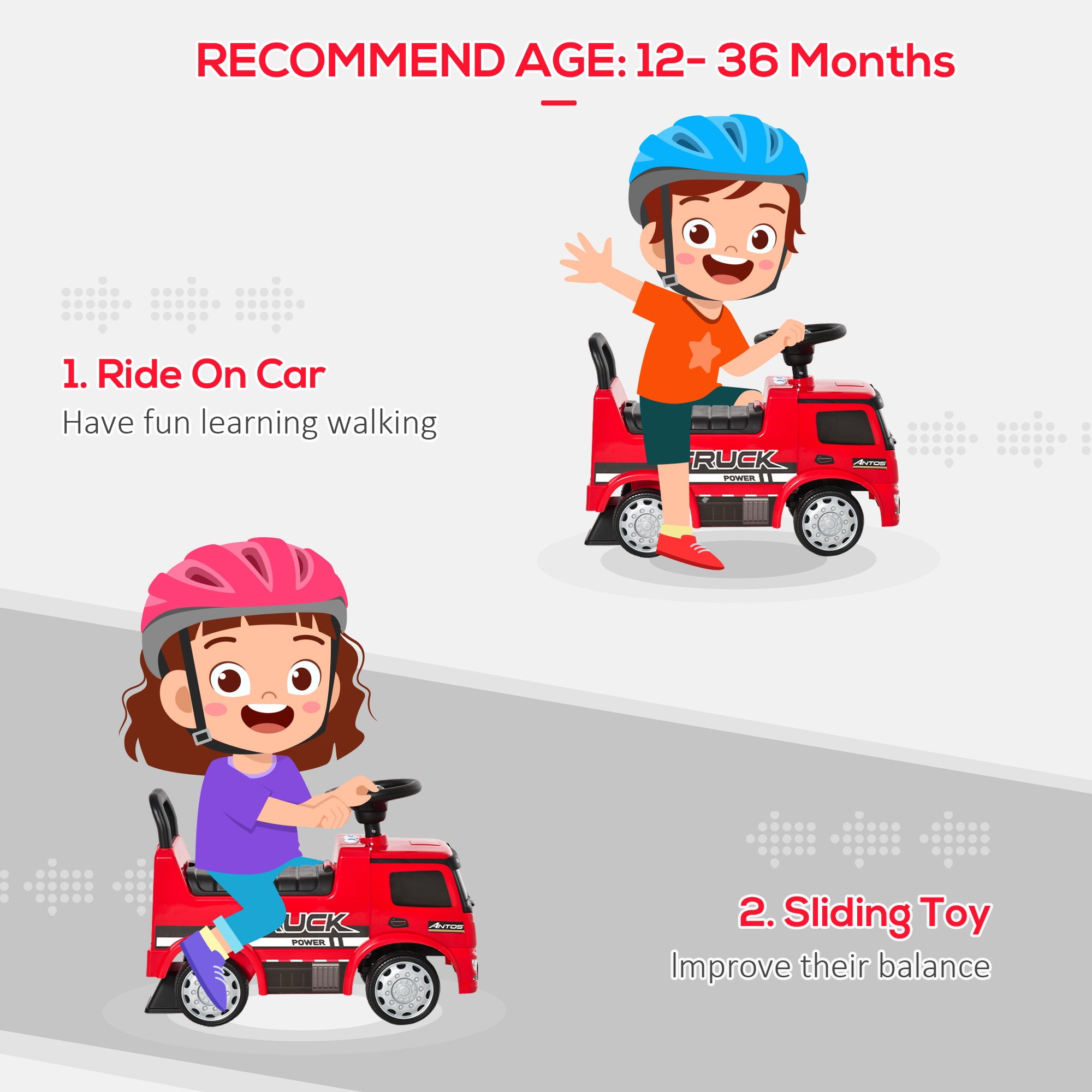 Compatible Kids Ride On Car Truck Mercedes Benz Licensed Toddler Foot To Floor Slider w/Under Seat Storage for 12 - 36 Months Red