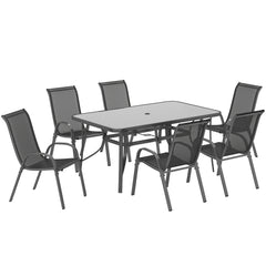 Seven-Piece Outdoor Dining Set - Charcoal Grey