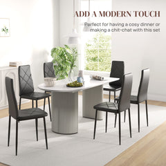 Set of 6 Faux Leather Dining Chairs - Black