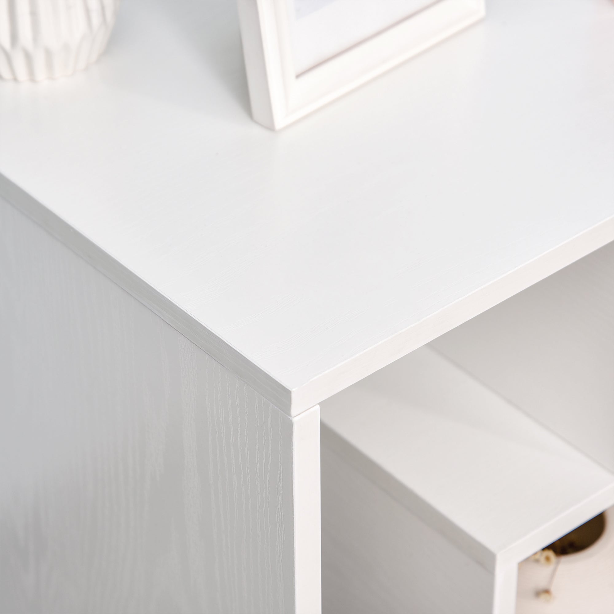 Side Table, 3 Tier End Table with Open Storage Shelves for Living Room, Bedroom, Set of 2, White