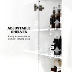 Fynco - Tall Bathroom Cabinet, Freestanding Bathroom Cabinet with Adjustable Shelves and Double Doors