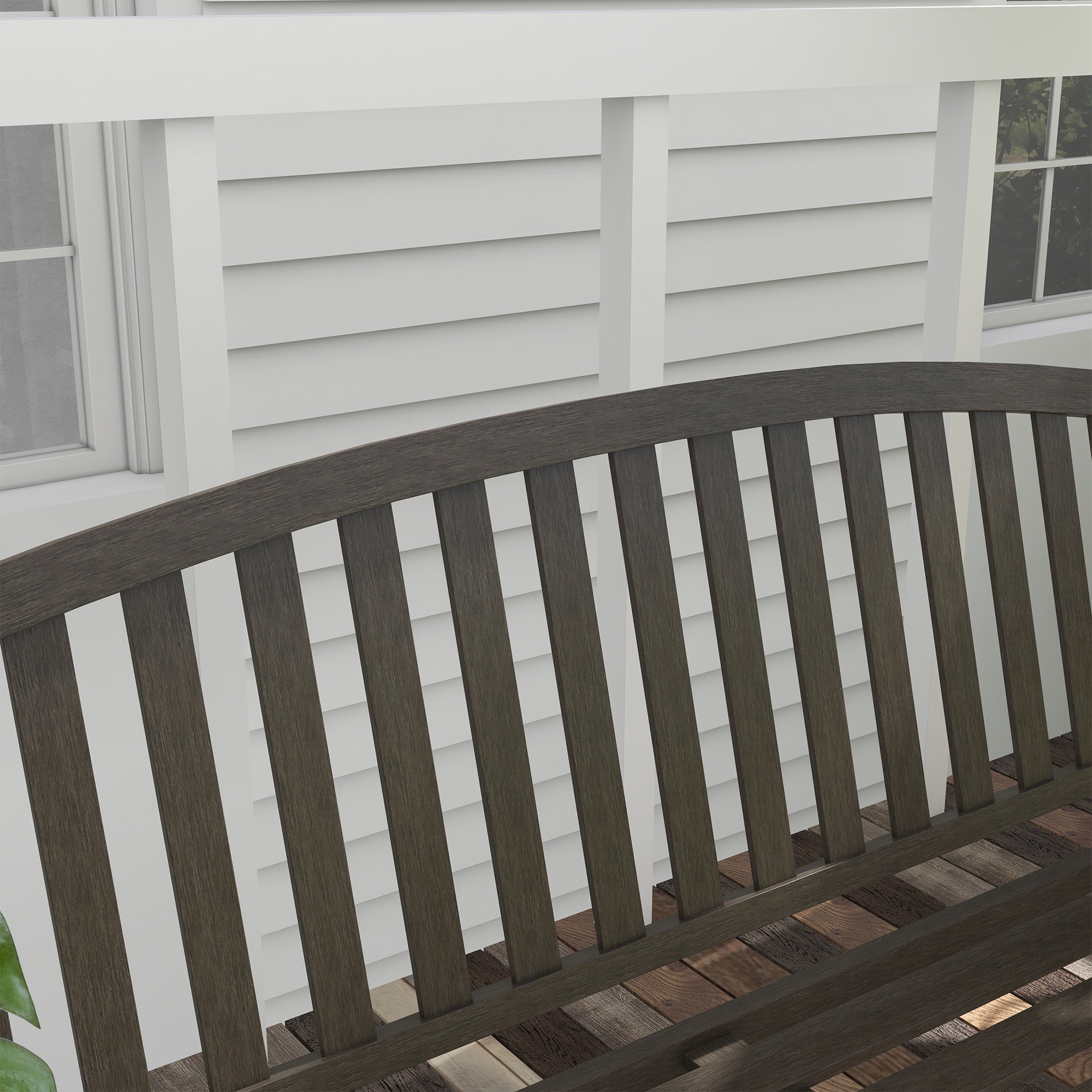 Two-Seater Simple Metal Bench - Brown