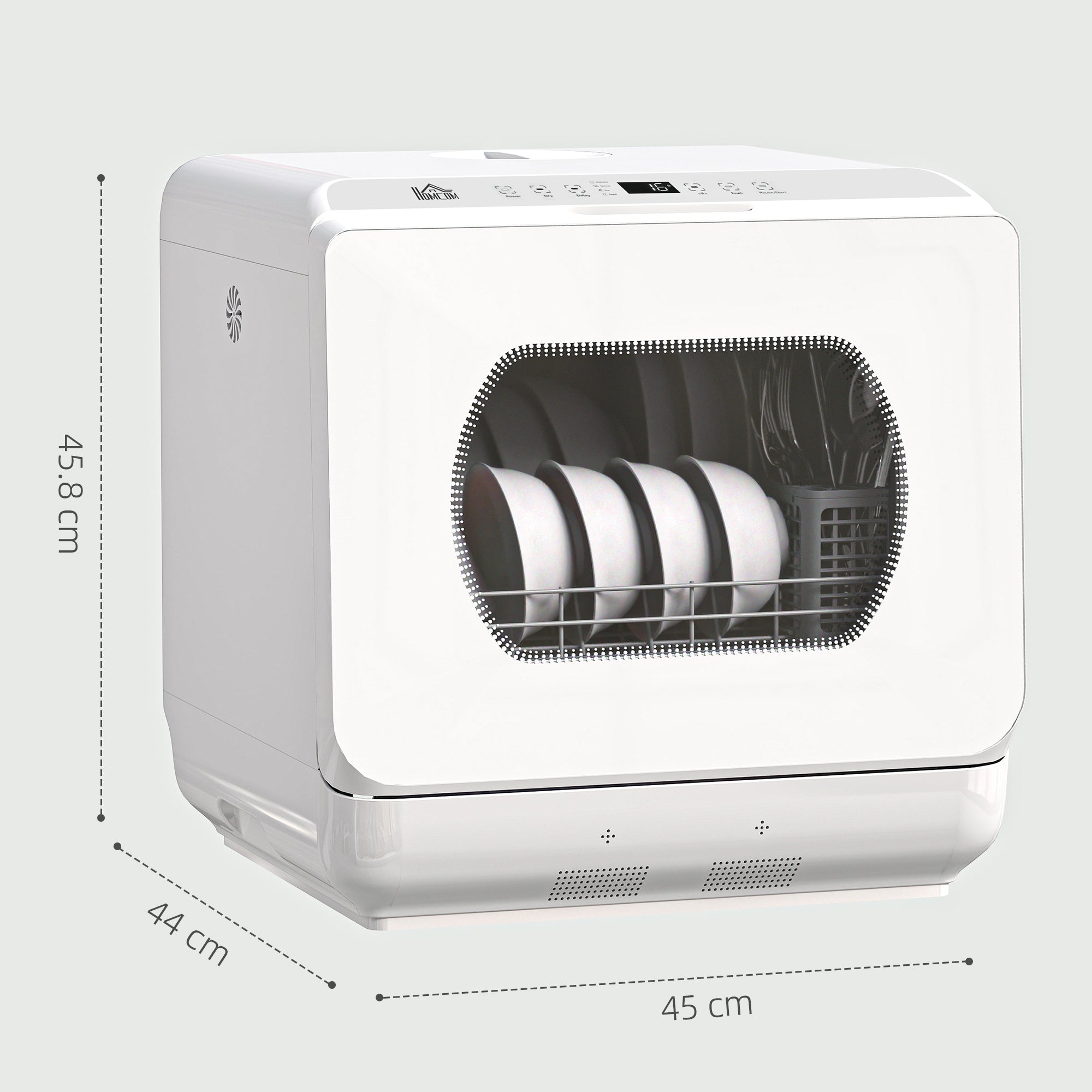 Table Top Dishwasher with Built-in 6L Water Tank, Mini Countertop Dishwasher with 6 Programs, 4 Place Settings, White