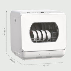 Table Top Dishwasher with Built-in 6L Water Tank, Mini Countertop Dishwasher with 6 Programs, 4 Place Settings, White