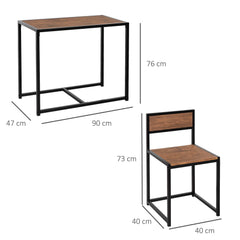 Dining Table and Chairs Set 2, Dining Room Sets, Rectangular Space Saving Table and 2 Chairs for Compact Kitchens, Steel Frame, Natural
