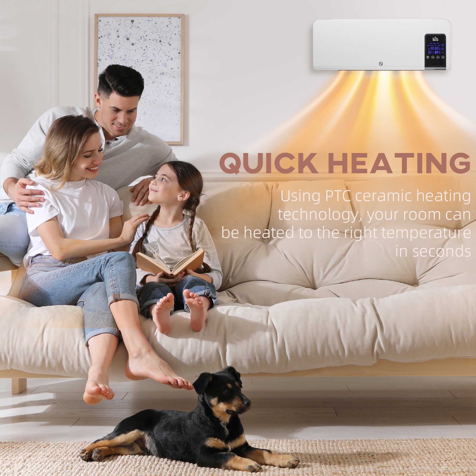 Fynco - 2000W Wall-Mounted Heater, 18-45°C Temperature, White