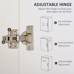 Bedroom Furniture Set, Wardrobe with Hanging Rail, Bedside Table, Floor Cabinet with Storage, Nature Wood Finish and White