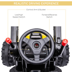 6V Electric Kids Ride On Digger Excavator Construction Tractor Music Headlight for 3-5 years Yellow