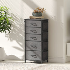 Chest of Five Fabric Drawers - Charcoal Grey