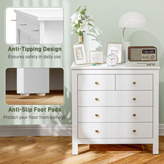 Elegant Chest of Five Drawers - White