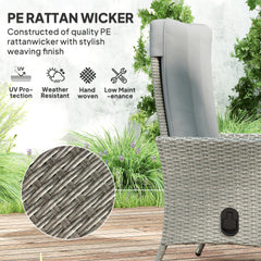 105°-150° Reclining Rattan Chair - Grey