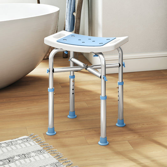 Fynco - 44-51.5cm Aluminium Frame Shower/Bath Stool - Light Blue