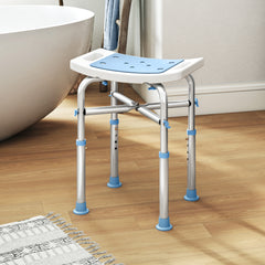 Fynco - 44-51.5cm Aluminium Frame Shower/Bath Stool - Light Blue