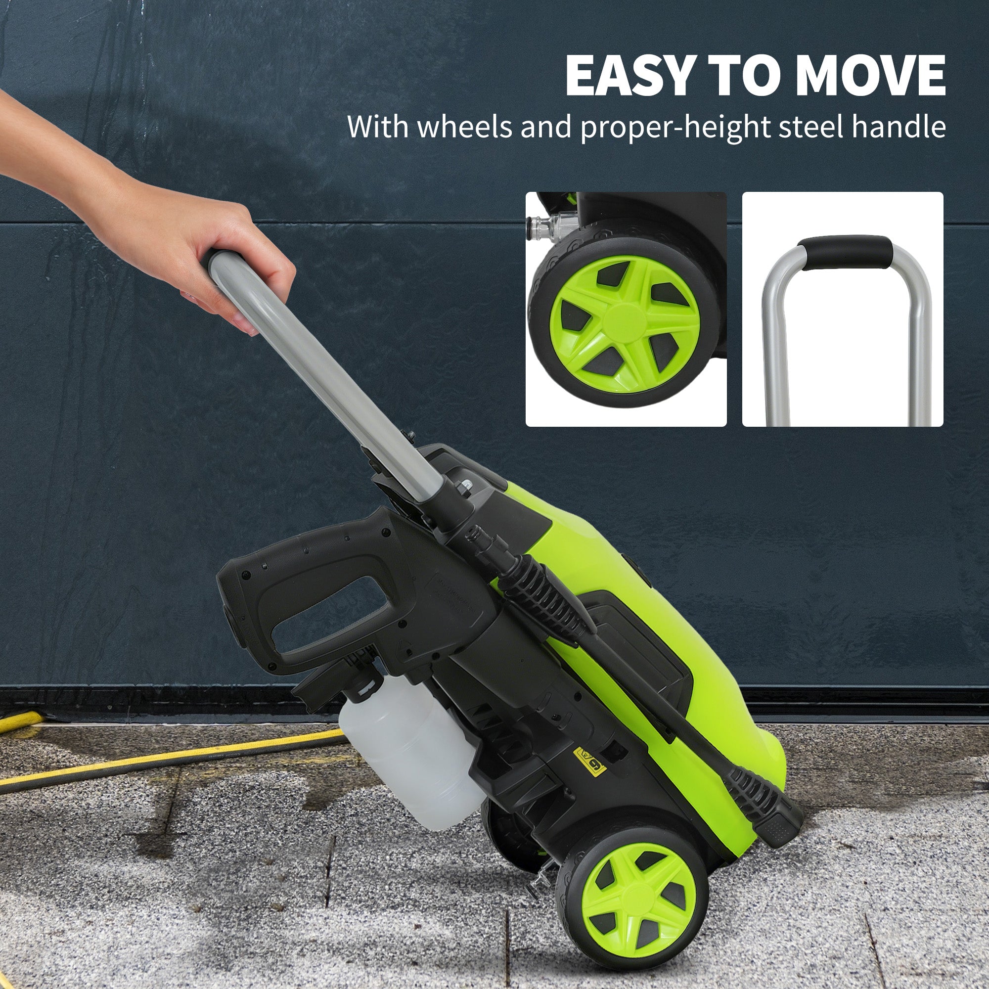 1800W 150-Bar Pressure Washer, with Adjustable Nozzle - Green