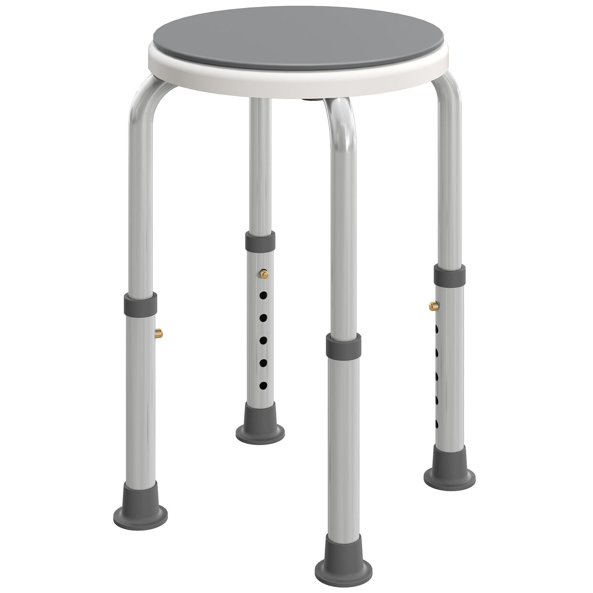 Fynco - 360° Swivel Shower Chair, Height Adjustable Aluminium Shower Stool with Non-Slip Feet for Disabled, Elderly, Grey