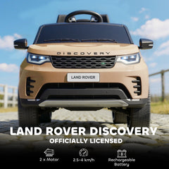 AIYAPLAY Land Rover Discovery Licensed 12V Kids Electric Car with Remote, 4 Wheel Suspension, Slow Start, Lights, Music, Khaki
