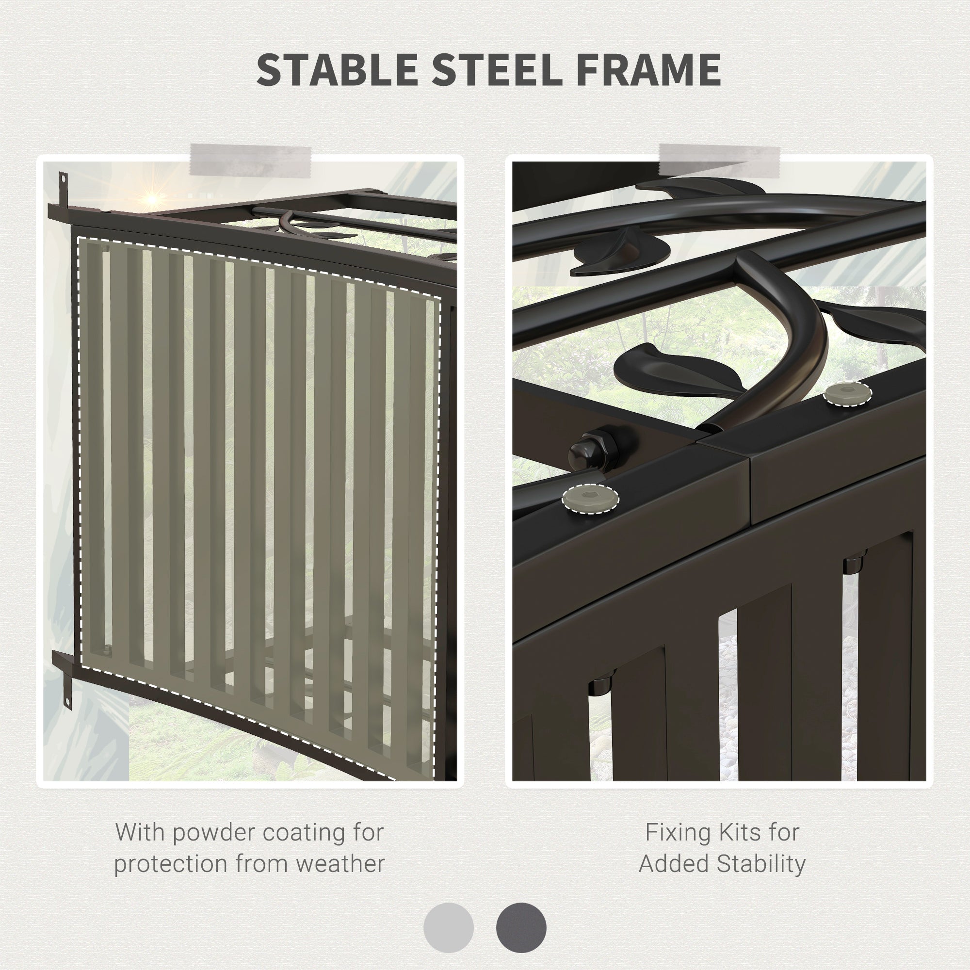 1.2M Metal Decorative Vine Pattern Arch Garden Bridge, Black