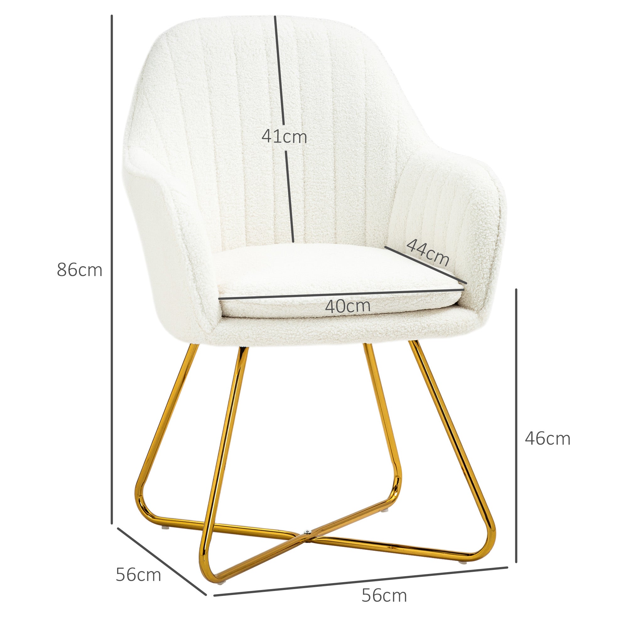 Set of Two Sherpa Fleece Dining Chairs - Cream