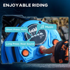 24V Electric Motorbike with Twist Grip Throttle, Music, Horn, 12" Pneumatic Tyres, 16km/h Max Speed - Blue
