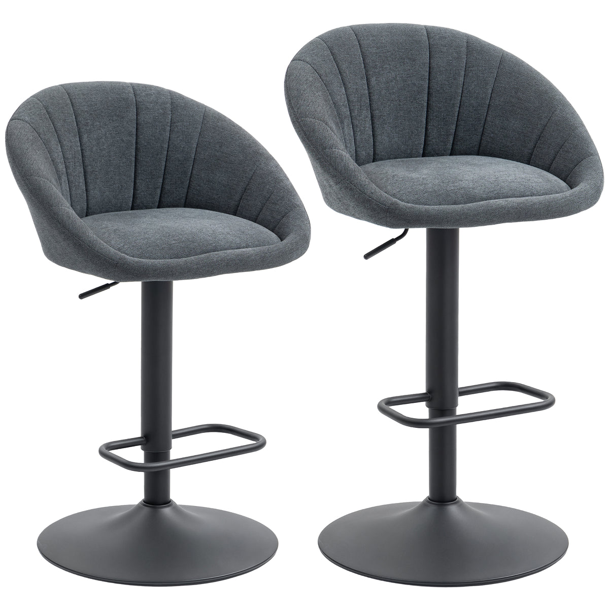 Fynco - Set of Two Relaxed Tub Bar Stools - Dark Grey