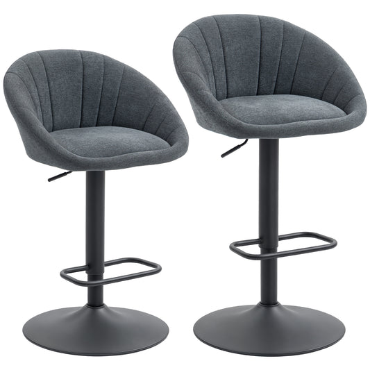 Fynco - Set of Two Relaxed Tub Bar Stools - Dark Grey