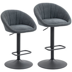 Fynco - Set of Two Relaxed Tub Bar Stools - Dark Grey