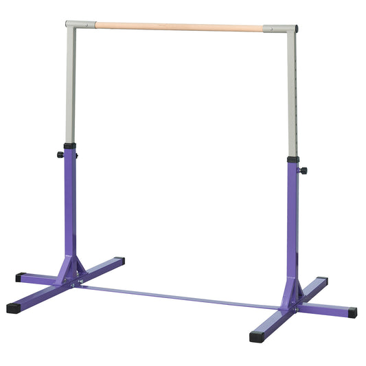 Steel Frame Adjustable Horizonal Gymnastics Bar For Kids Home Gym Training Purple