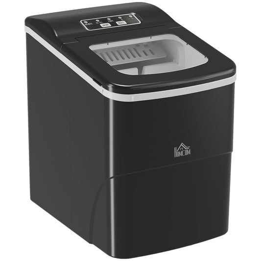 Countertop Ice Machine, 12Kg in 24 Hrs, 9 Cubes Ready in 8 Mins, Portable Ice Cube Maker with Self-Cleaning, Ice Scoop and Basket for Home, Kitchen, No Plumbing Required, Black