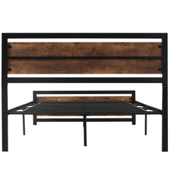 Double Size Metal Bed Frame with Headboard & Footboard, Strong Slat Support Full Bed Frame w/ Underbed Storage Space, Bedroom Furniture For Adults