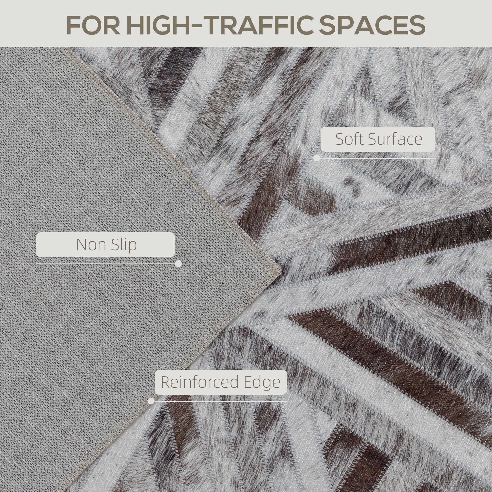 Fynco - Modern Area Rug, Triangle Pattern Non-Slip Washable Rug, Chenille Floor Carpet for Living Room, Bedroom, Dining Room, Home Office, 230 x 160 cm, Brown