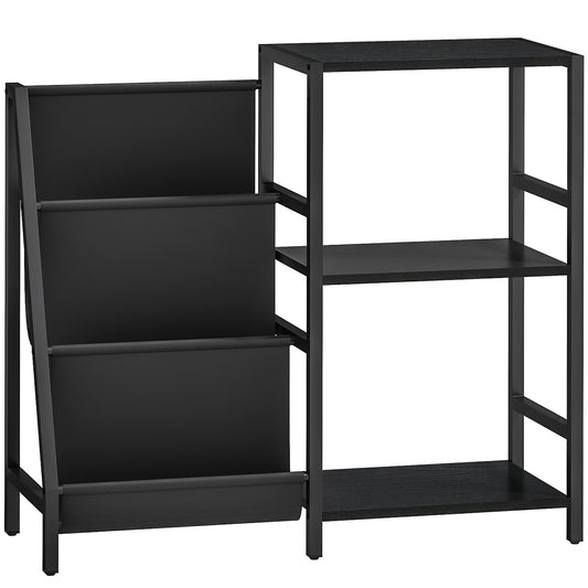 3-Tier Record Player Stand, End Table for Living Room, Bedroom - Black Wood Effect
